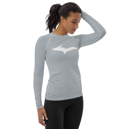 Michigan Upper Peninsula Rash Guard (w/ UP Outline) | Women's - Silver