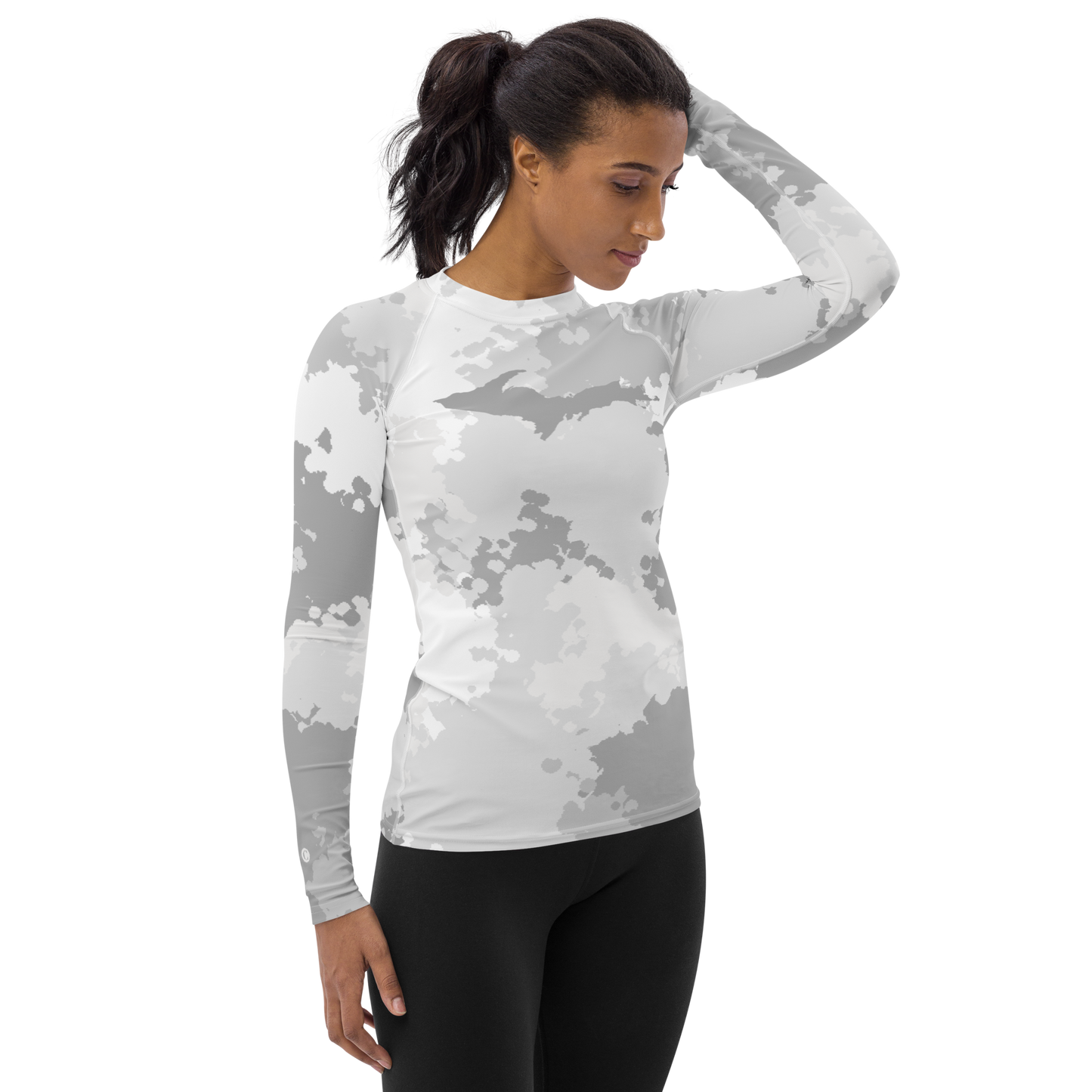 Michigan Upper Peninsula Rash Guard (w/ UP Outline) | Women's - Snow Camo