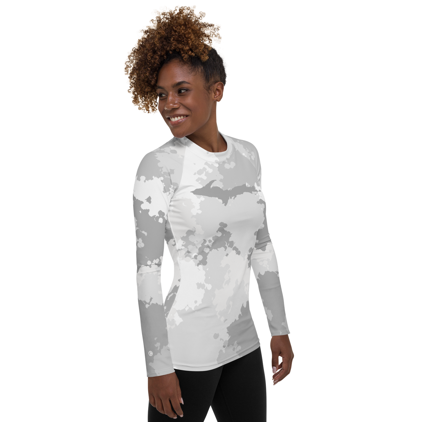 Michigan Upper Peninsula Rash Guard (w/ UP Outline) | Women's - Snow Camo