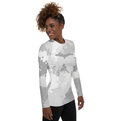 Michigan Upper Peninsula Rash Guard (w/ UP Outline) | Women's - Snow Camo