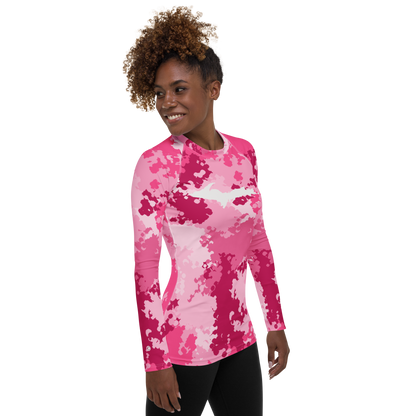 Michigan Upper Peninsula Rash Guard (w/ UP Outline) | Women's - Pink Camo