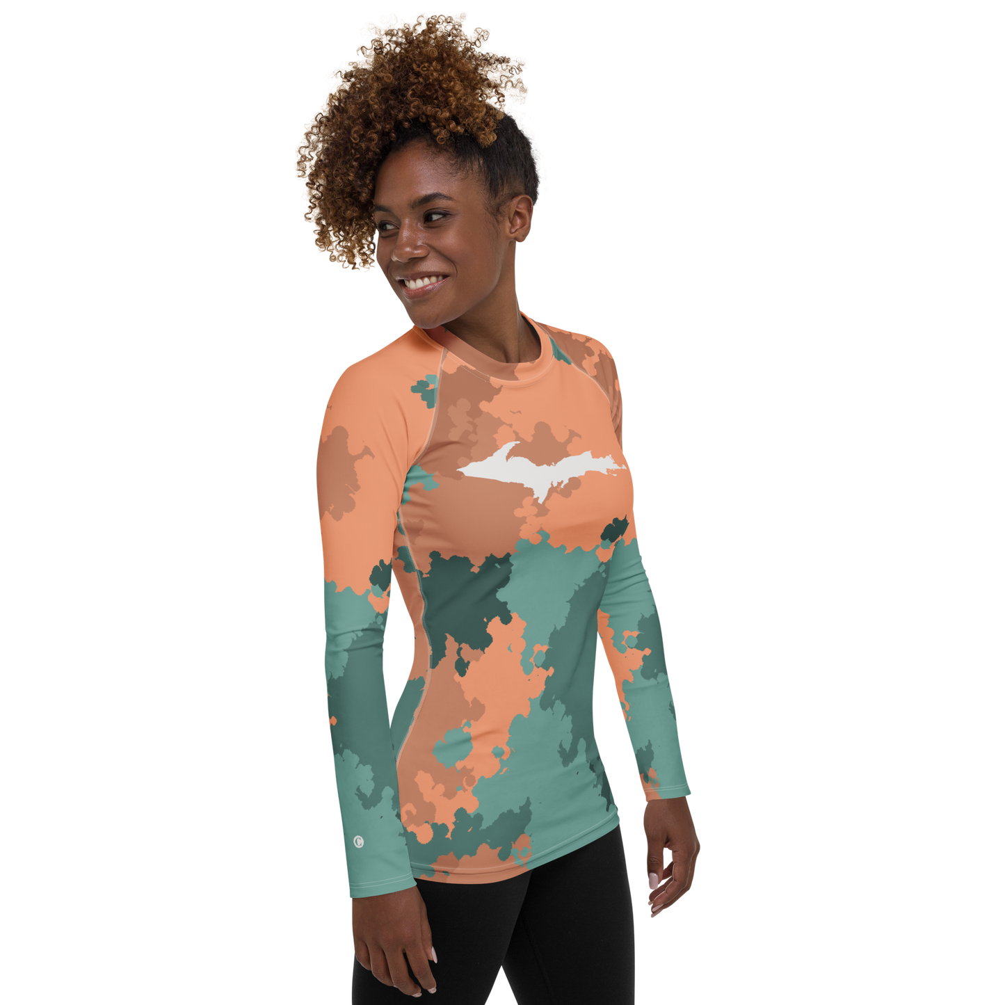 Michigan Upper Peninsula Rash Guard (w/ UP Outline) | Women's - Copper Country Camo