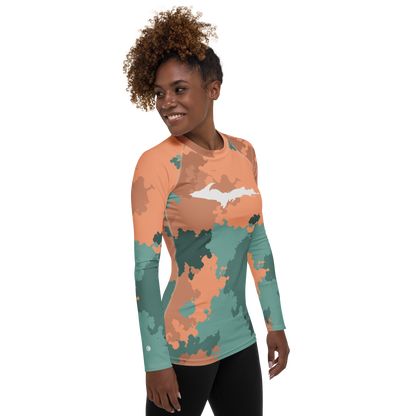 Michigan Upper Peninsula Rash Guard (w/ UP Outline) | Women's - Copper Country Camo