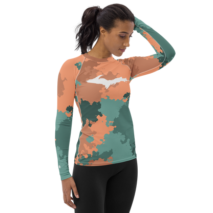 Michigan Upper Peninsula Rash Guard (w/ UP Outline) | Women's - Copper Country Camo