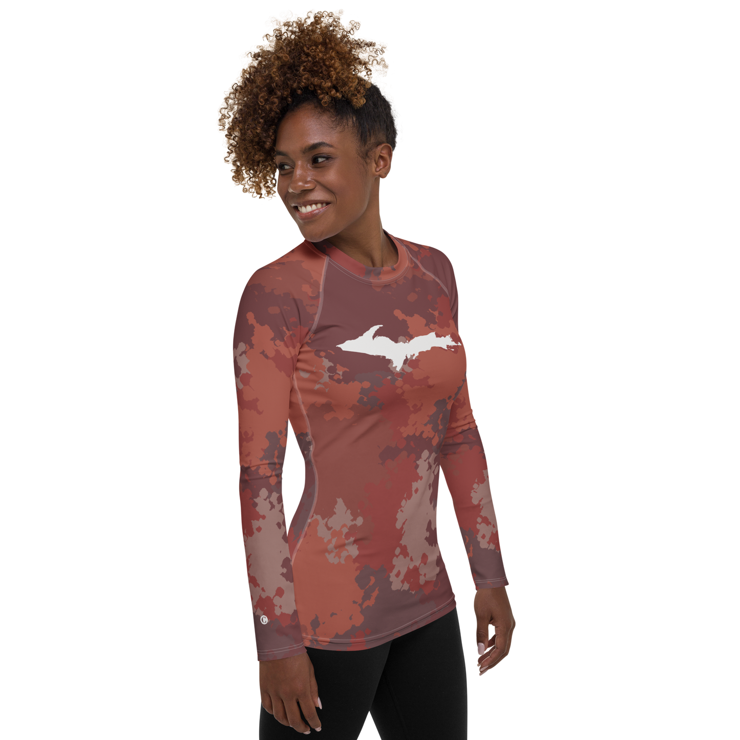 Michigan Upper Peninsula Rash Guard (w/ UP Outline) | Women's - Ore Dock Camo