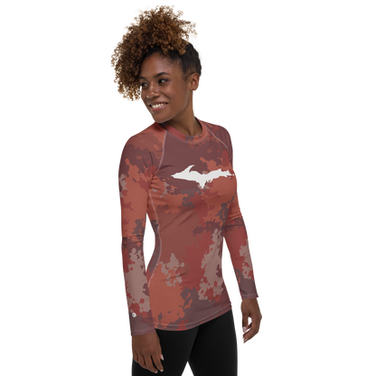 Michigan Upper Peninsula Rash Guard (w/ UP Outline) | Women's - Ore Dock Camo