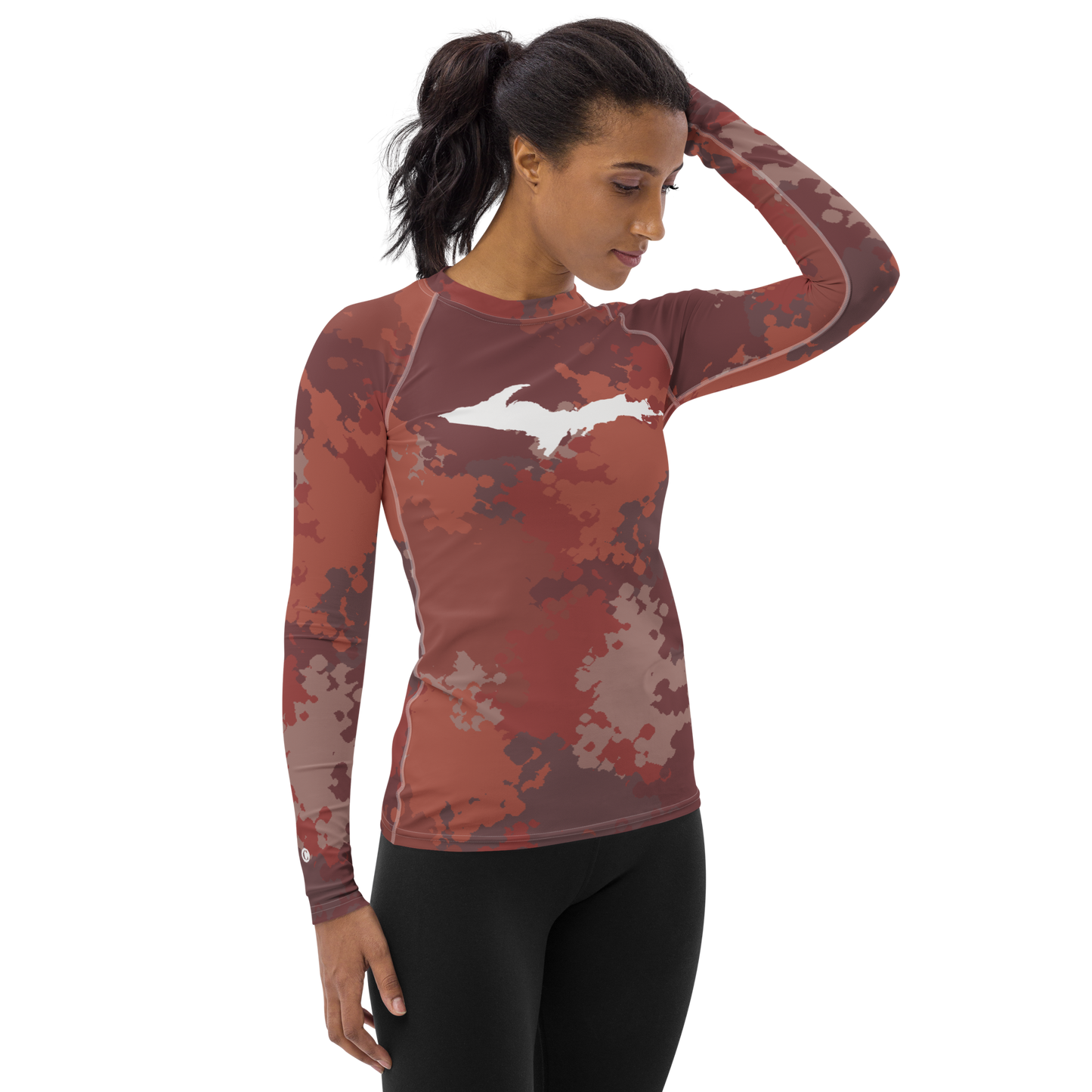 Michigan Upper Peninsula Rash Guard (w/ UP Outline) | Women's - Ore Dock Camo