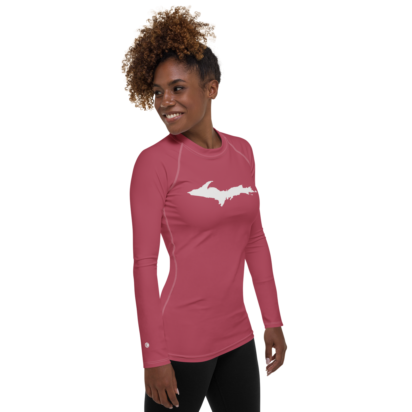 Michigan Upper Peninsula Rash Guard (w/ UP Outline) | Women's - Popstar Pink