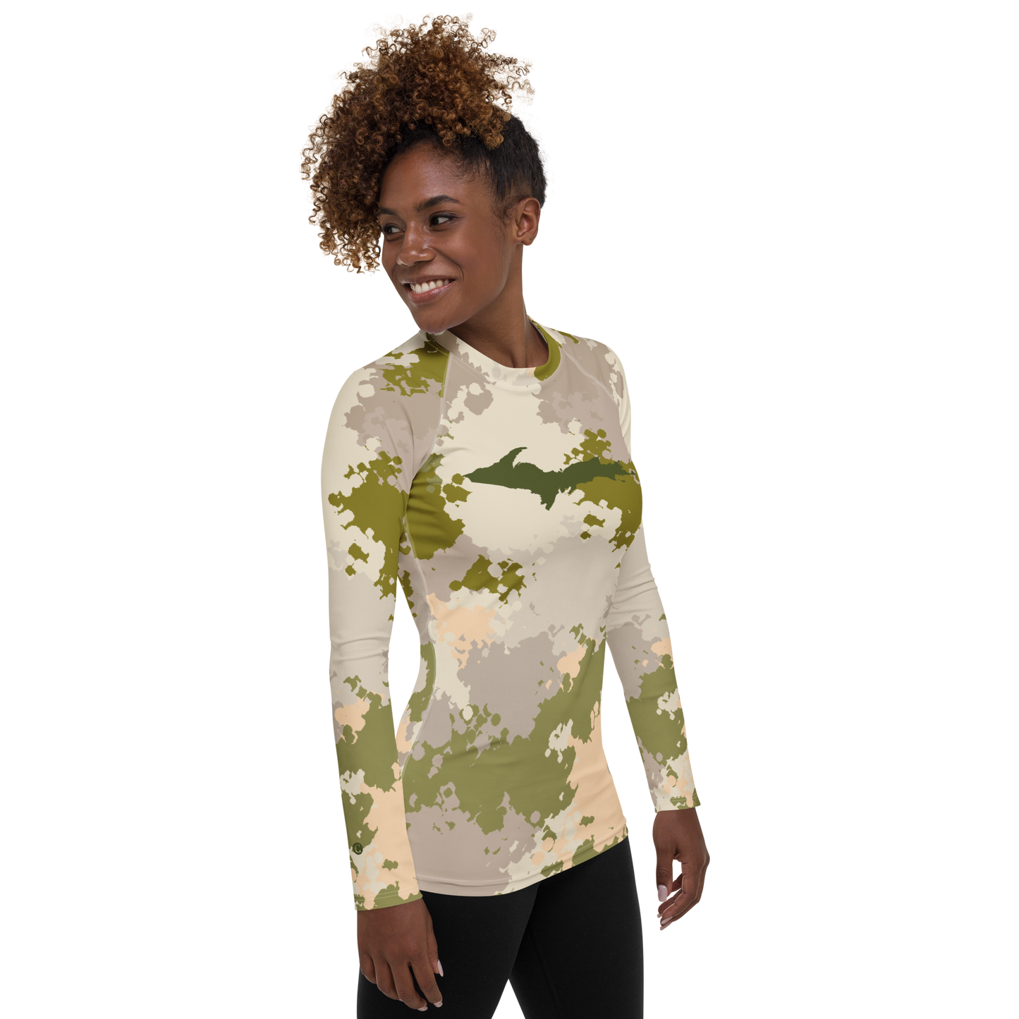 Michigan Upper Peninsula Rash Guard (w/ UP Outline) | Women's - Rosy Mound Camo