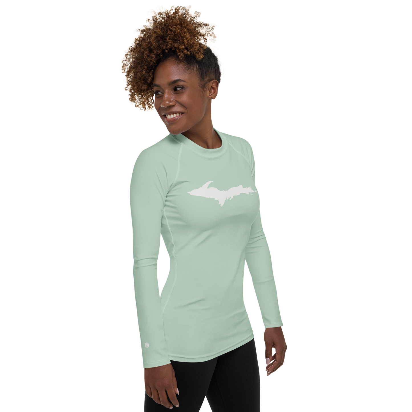 Michigan Upper Peninsula Rash Guard (w/ UP Outline) | Women's - Sea Green