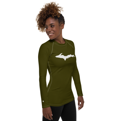 Michigan Upper Peninsula Rash Guard (w/ UP Outline) | Women's - Military Green