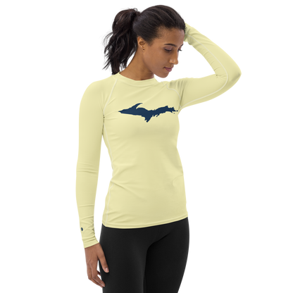 Michigan Upper Peninsula Rash Guard (w/ UP Outline) | Women's - Canary Yellow