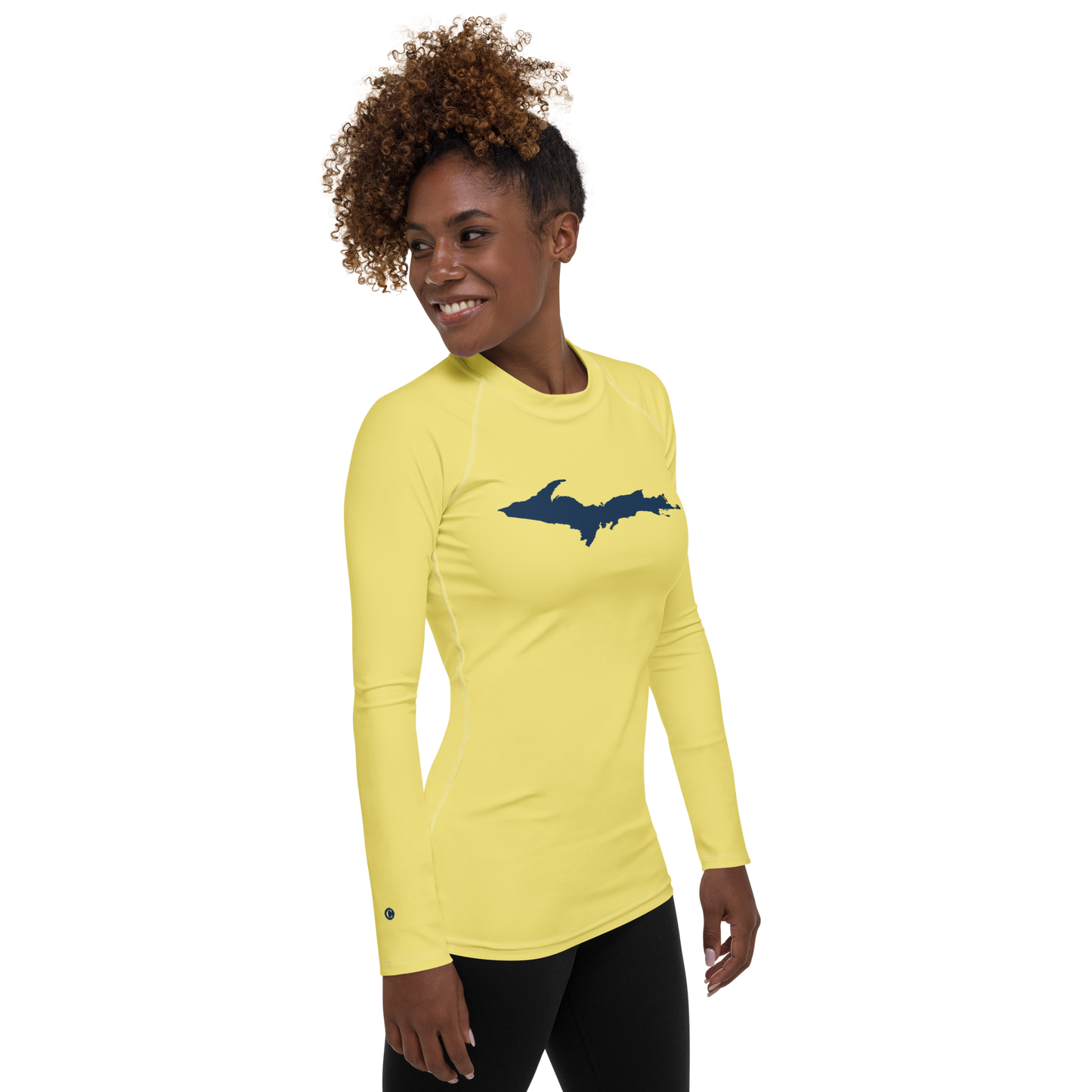 Michigan Upper Peninsula Rash Guard (w/ UP Outline) | Women's - Cherry Yellow