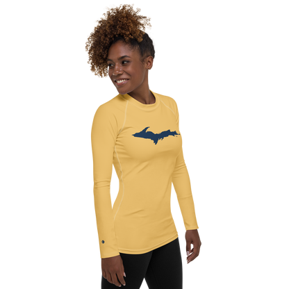 Michigan Upper Peninsula Rash Guard (w/ UP Outline) | Women's - Citrine