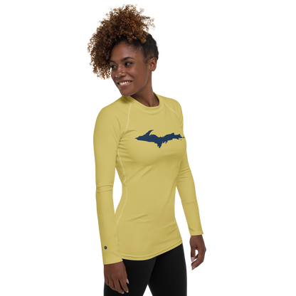 Michigan Upper Peninsula Rash Guard (w/ UP Outline) | Women's - Plum Yellow