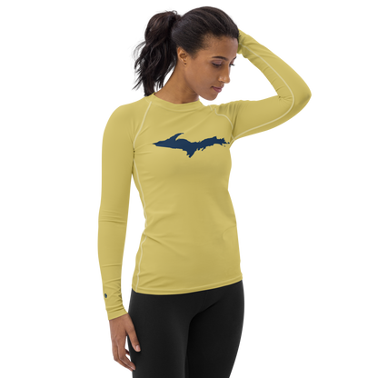 Michigan Upper Peninsula Rash Guard (w/ UP Outline) | Women's - Plum Yellow