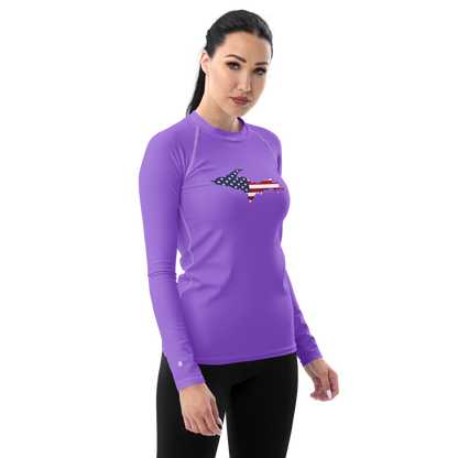 Michigan Upper Peninsula Rash Guard (w/ UP USA Flag) | Women's - Lavender