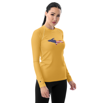 Michigan Upper Peninsula Rash Guard (w/ UP USA Flag) | Women's - Citrine