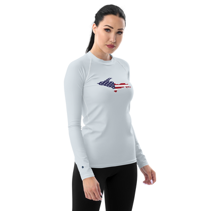 Michigan Upper Peninsula Rash Guard (w/ UP USA Flag) | Women's - Gossy White