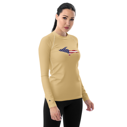 Michigan Upper Peninsula Rash Guard (w/ UP USA Flag) | Women's - Maple Color