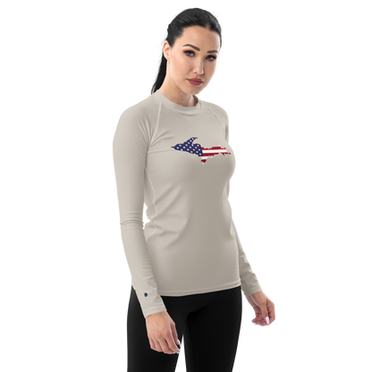 Michigan Upper Peninsula Rash Guard (w/ UP USA Flag) | Women's - Canvas Color