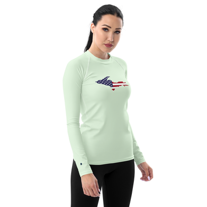 Michigan Upper Peninsula Rash Guard (w/ UP USA Flag) | Women's - Dew Green