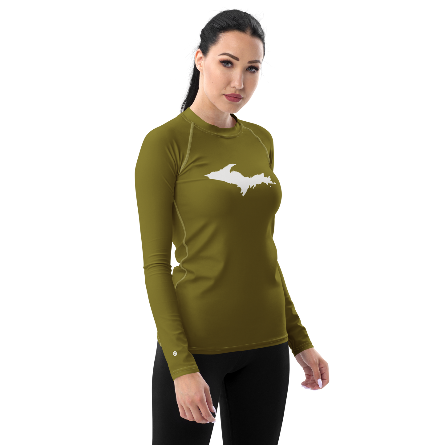 Michigan Upper Peninsula Rash Guard (w/ UP Outline) | Women's - Scrub Gold