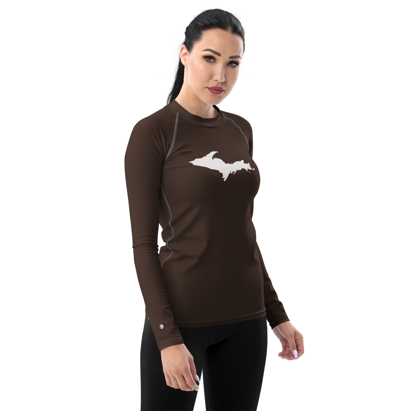 Michigan Upper Peninsula Rash Guard (w/ UP Outline) | Women's - Hickory Color