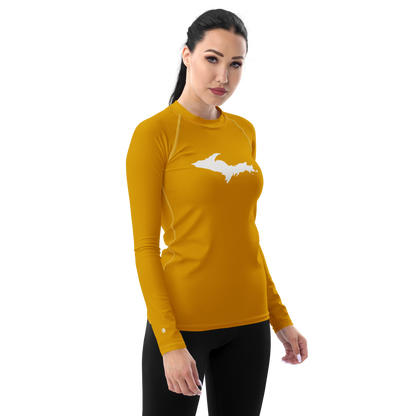 Michigan Upper Peninsula Rash Guard (w/ UP Outline) | Women's - Gold Bullion