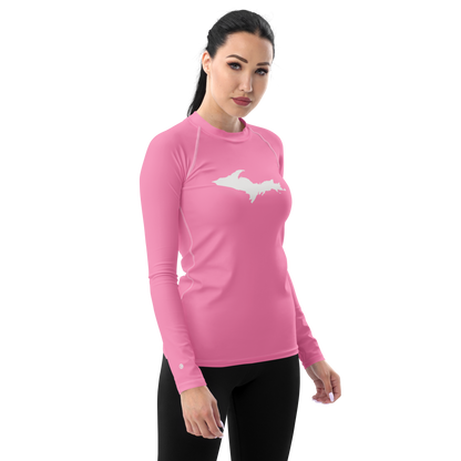 Michigan Upper Peninsula Rash Guard (w/ UP Outline) | Women's - '67 Caddie Pink