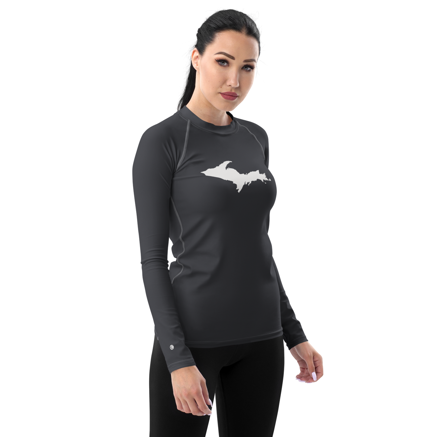 Michigan Upper Peninsula Rash Guard (w/ UP Outline) | Women's - Iron Ore Grey