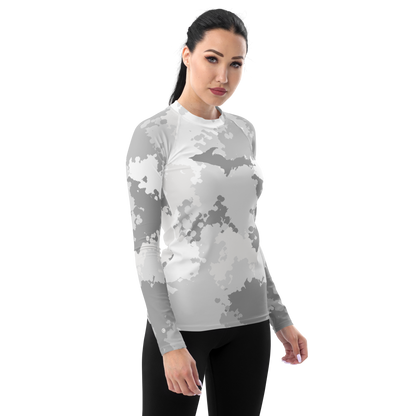 Michigan Upper Peninsula Rash Guard (w/ UP Outline) | Women's - Snow Camo