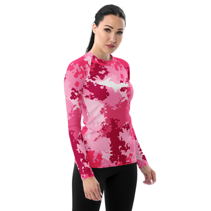 Michigan Upper Peninsula Rash Guard (w/ UP Outline) | Women's - Pink Camo