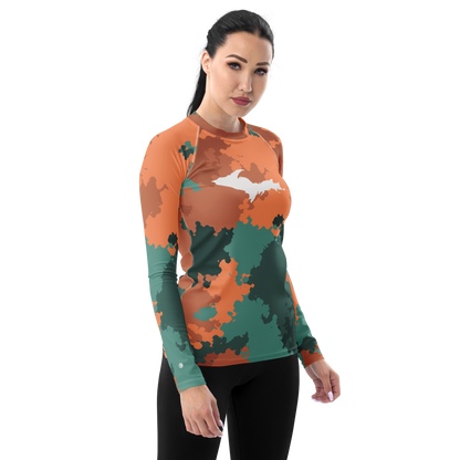 Michigan Upper Peninsula Rash Guard (w/ UP Outline) | Women's - Copper Country Camo