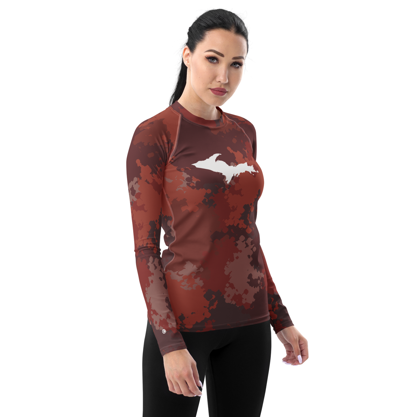 Michigan Upper Peninsula Rash Guard (w/ UP Outline) | Women's - Ore Dock Camo