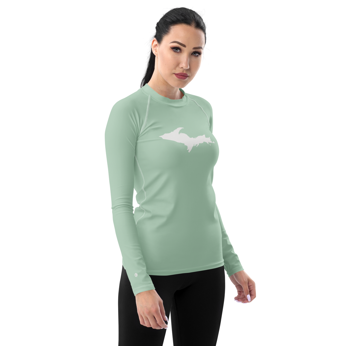 Michigan Upper Peninsula Rash Guard (w/ UP Outline) | Women's - Sea Green