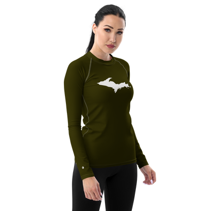 Michigan Upper Peninsula Rash Guard (w/ UP Outline) | Women's - Military Green