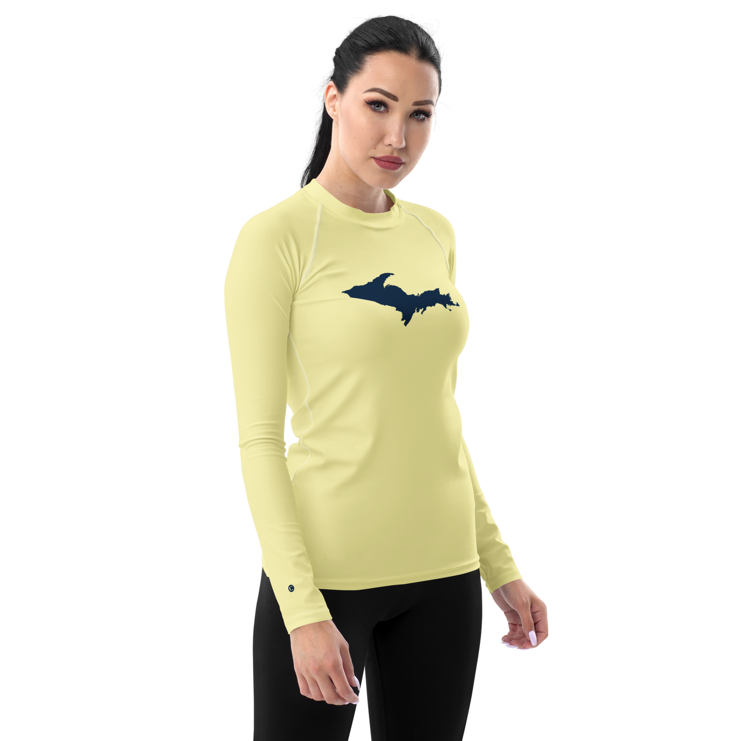 Michigan Upper Peninsula Rash Guard (w/ UP Outline) | Women's - Canary Yellow