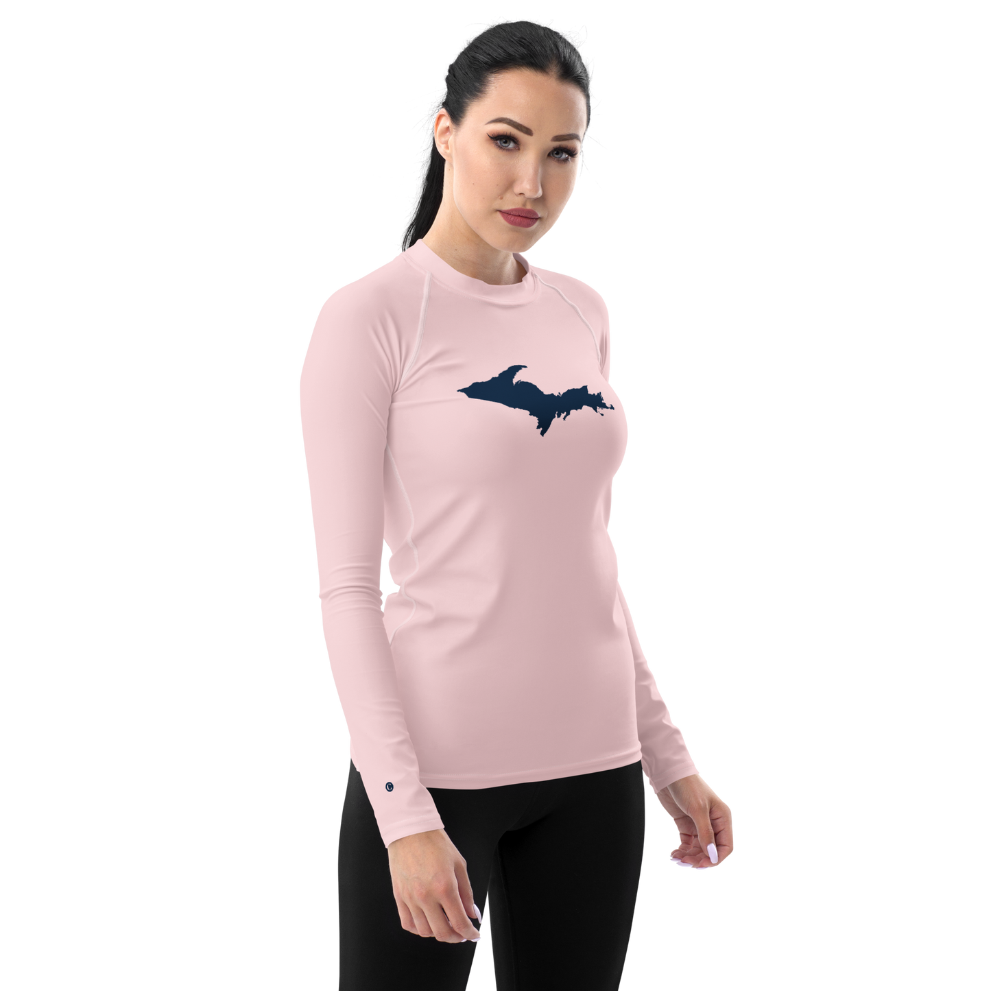 Michigan Upper Peninsula Rash Guard (w/ UP Outline) | Women's - Pale Pink