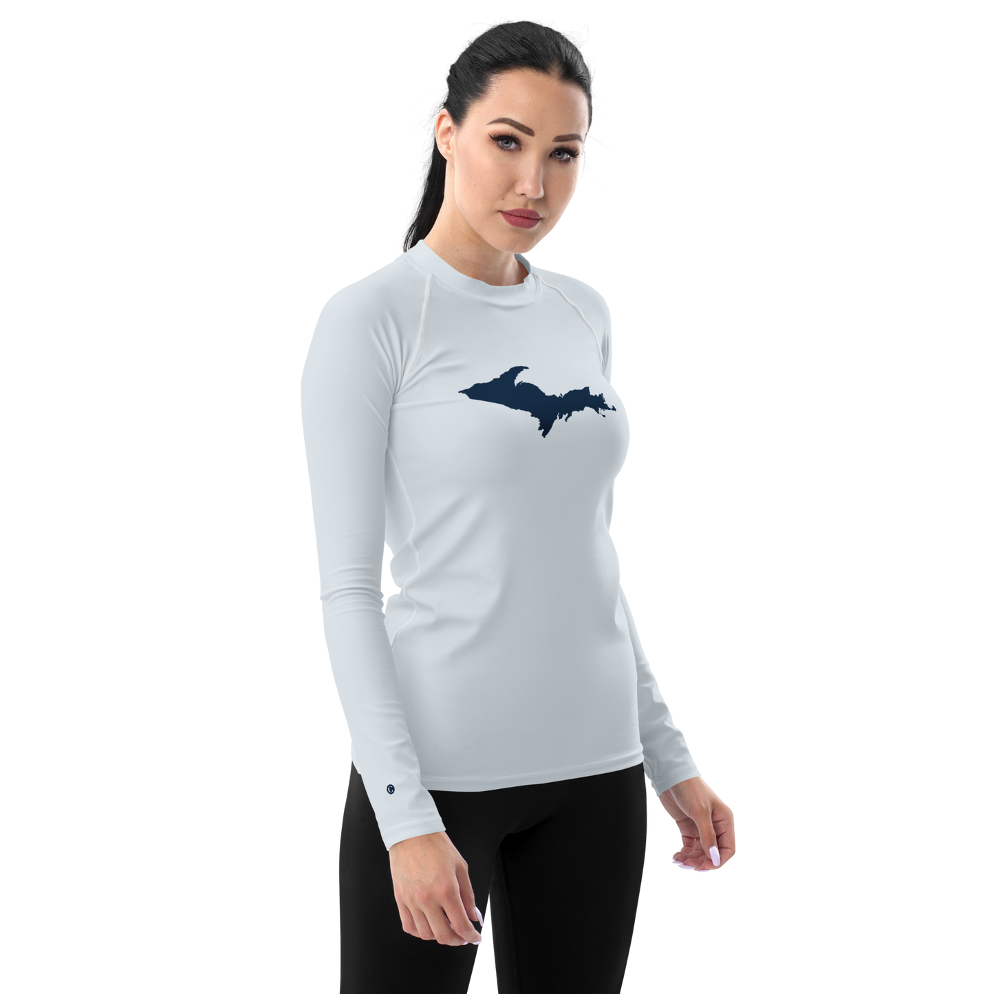 Michigan Upper Peninsula Rash Guard (w/ UP Outline) | Women's - Gossy White