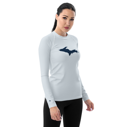 Michigan Upper Peninsula Rash Guard (w/ UP Outline) | Women's - Gossy White