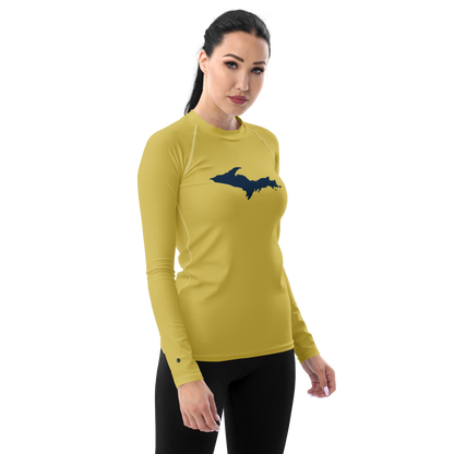 Michigan Upper Peninsula Rash Guard (w/ UP Outline) | Women's - Plum Yellow