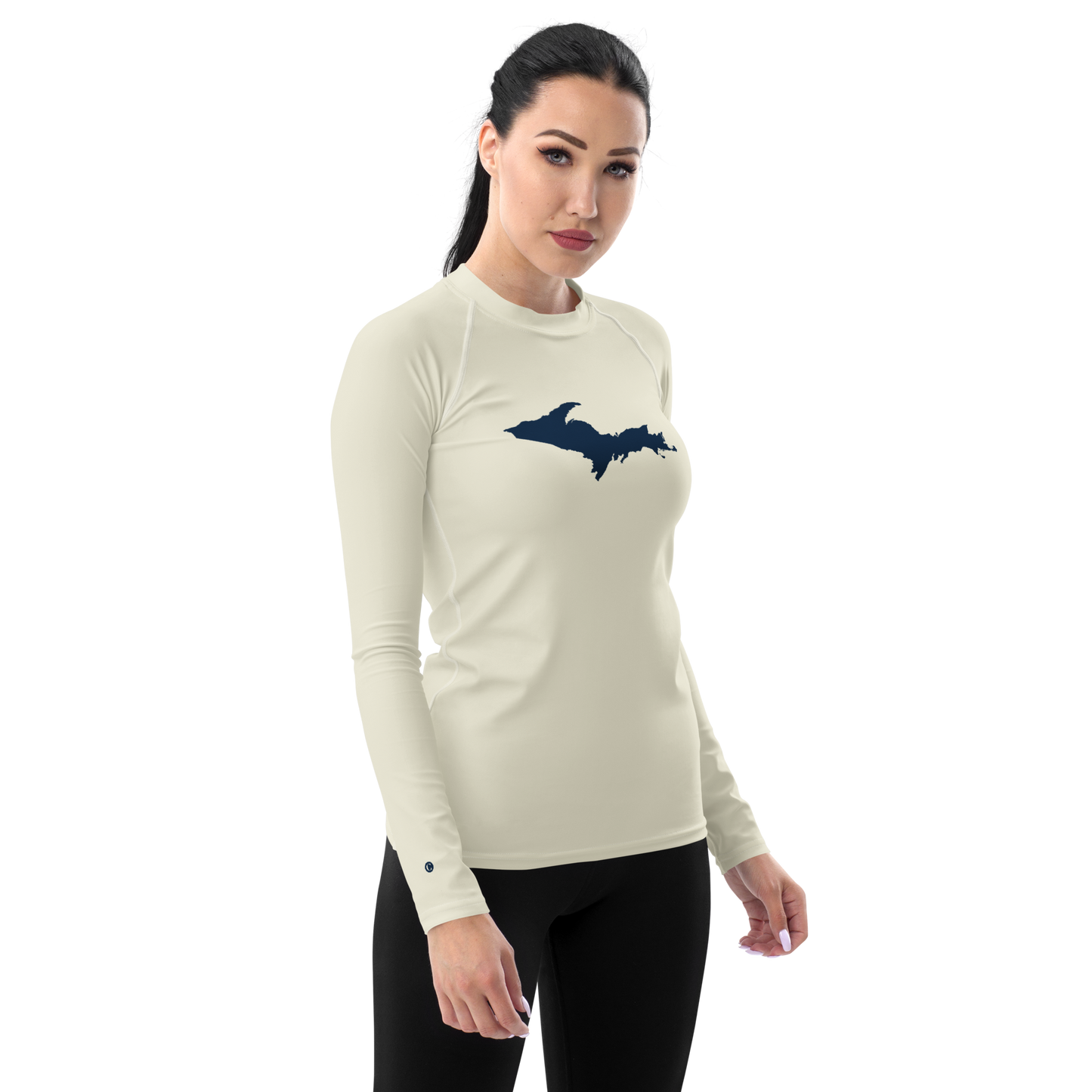 Michigan Upper Peninsula Rash Guard (w/ UP Outline) | Women's - Ivory White