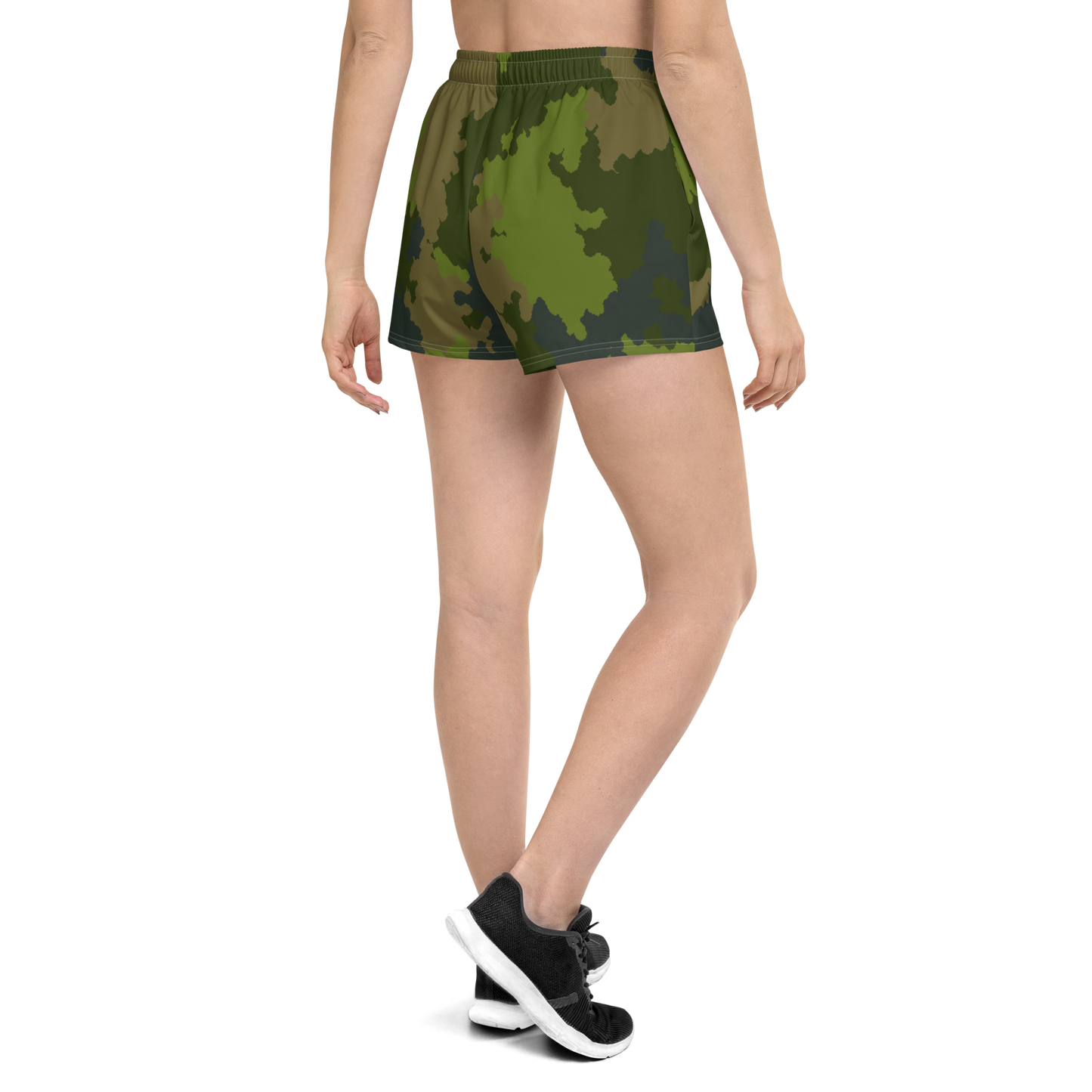 Michigan Upper Peninsula Athletic Shorts (w/ UP USA Flag) | Women's - Woodland Camo