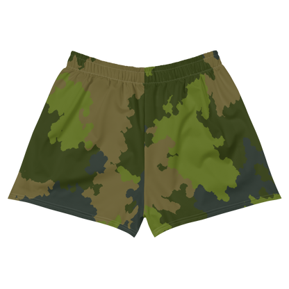 Michigan Upper Peninsula Athletic Shorts (w/ UP USA Flag) | Women's - Woodland Camo