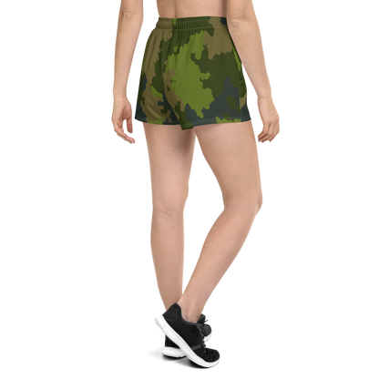 Michigan Upper Peninsula Athletic Shorts (w/ UP Outline) | Women's - Woodland Camo