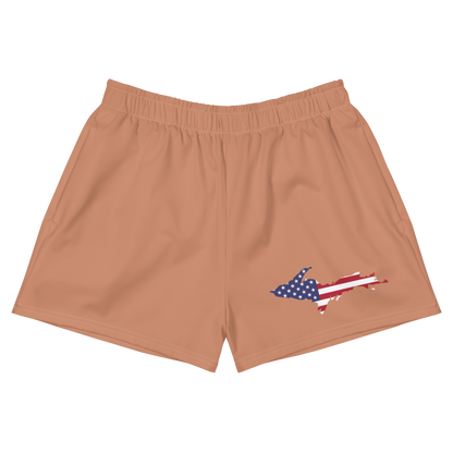 Michigan Upper Peninsula Athletic Shorts (w/ UP USA Flag Outline) | Women's - Copper Color