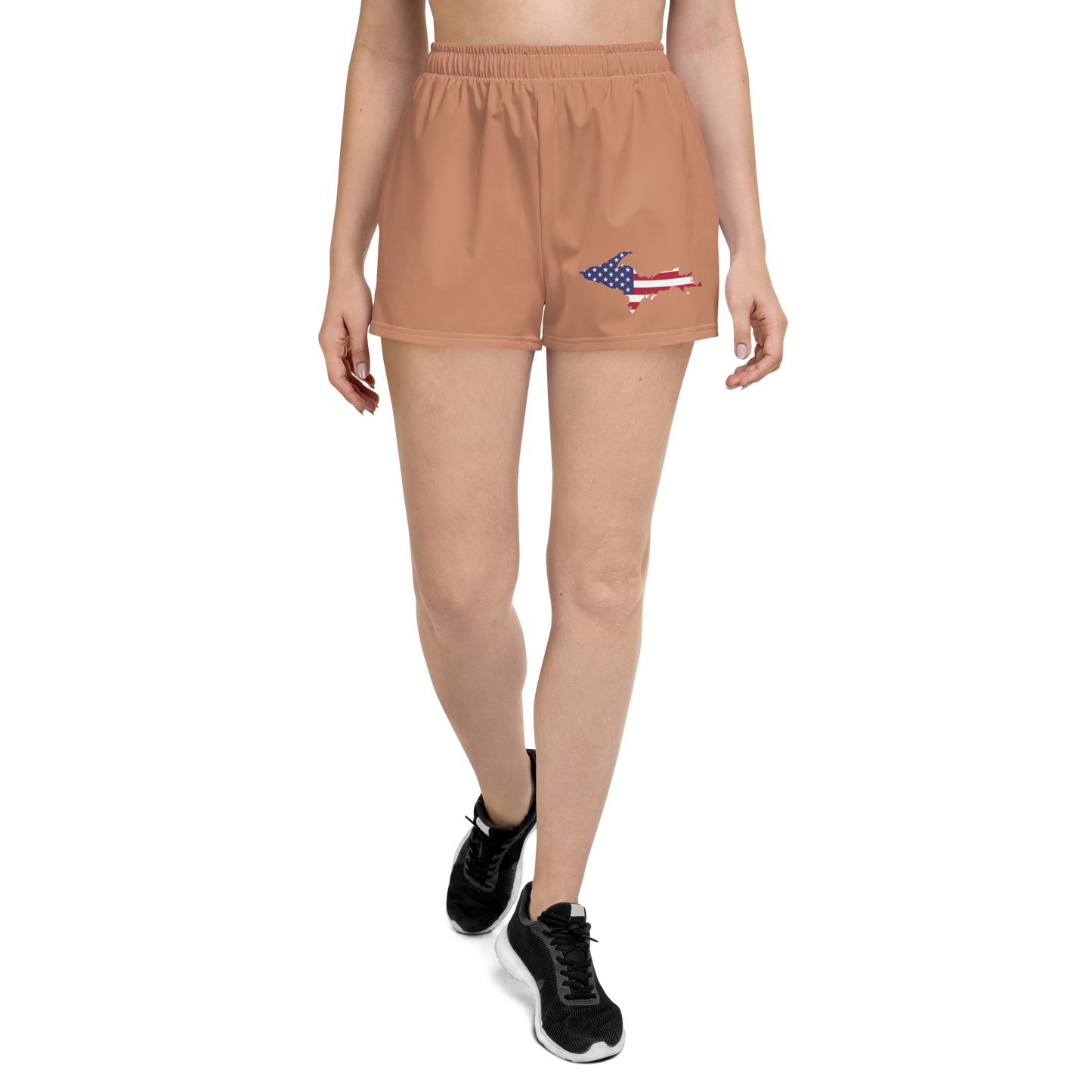 Michigan Upper Peninsula Athletic Shorts (w/ UP USA Flag Outline) | Women's - Copper Color