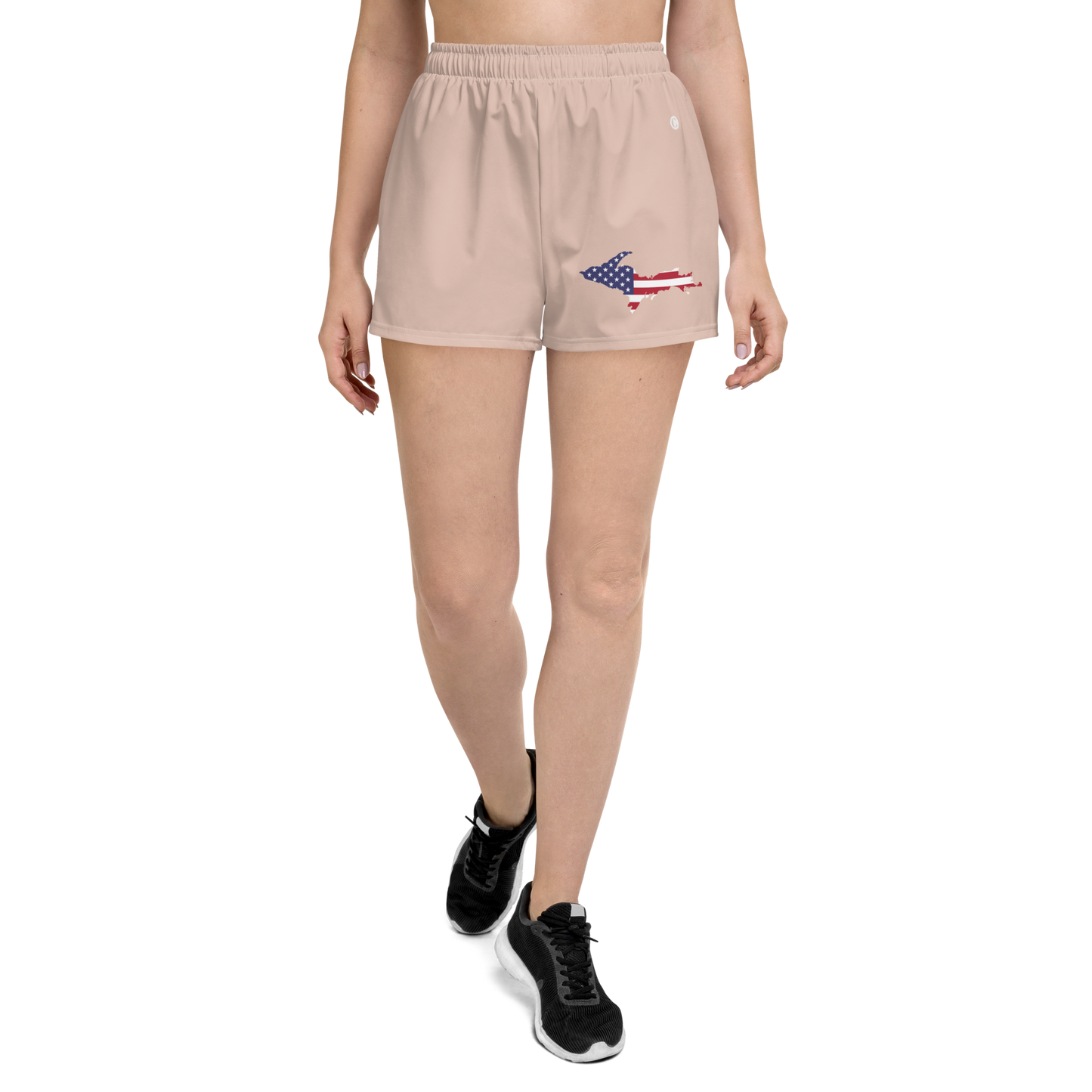 Michigan Upper Peninsula Athletic Shorts (w/ UP USA Flag Outline) | Women's - Rose Gold