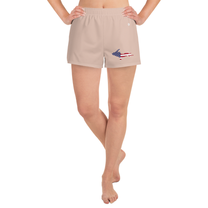 Michigan Upper Peninsula Athletic Shorts (w/ UP USA Flag Outline) | Women's - Rose Gold